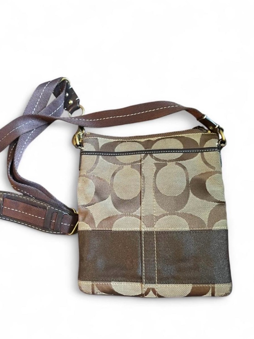 Coach Brown Signature Canvas Messenger Crossbody